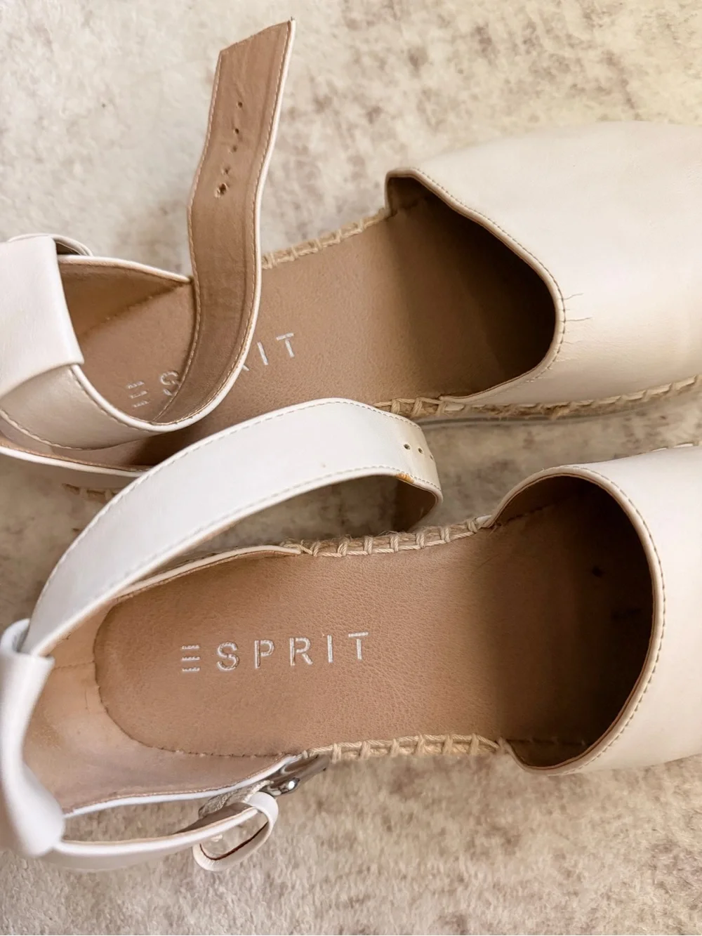 Esprit Women's Cream Espadrille Flats with Ankle Strap